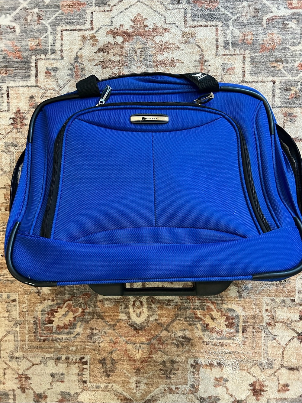 DELSEY Carry-On Softside Rolling Trolley Tote Polyester Blue/Black